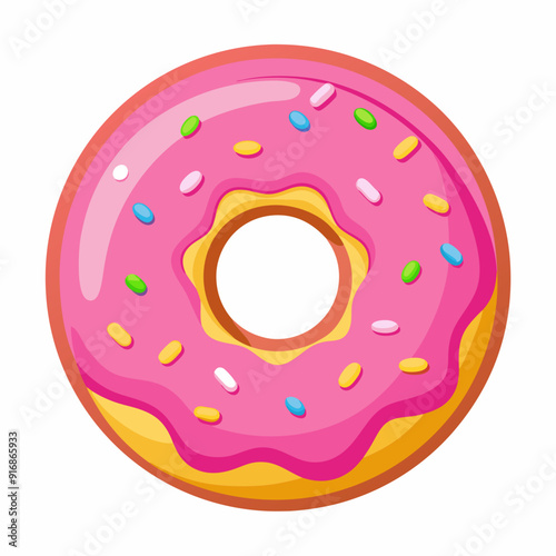 Pink Glazed Donut with Sprinkles