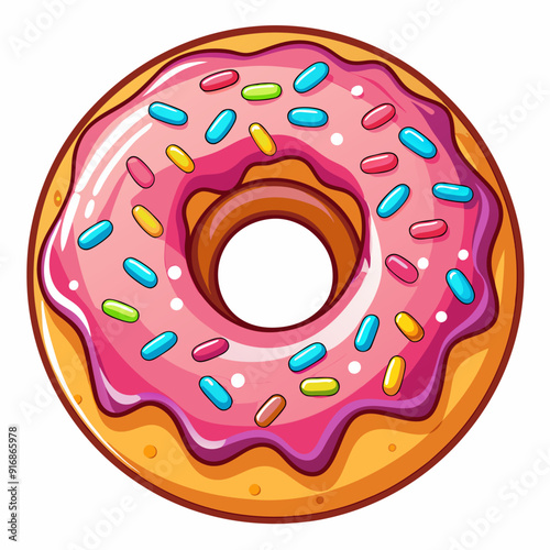 Pink Glazed Donut with Colorful Sprinkles