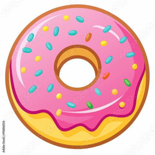 Pink Glazed Donut with Sprinkles