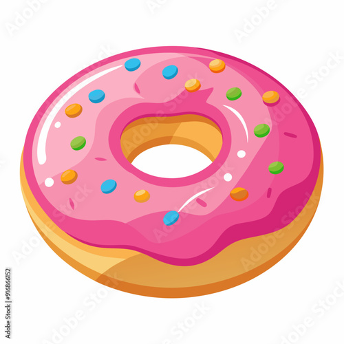 Pink Glazed Donut with Sprinkles and a Hole