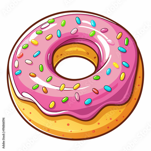Pink Glazed Donut with Sprinkles and a Hole in the Middle