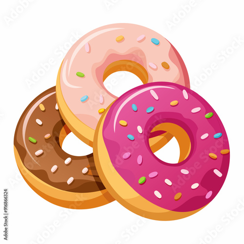 Three Glazed Donuts with Sprinkles