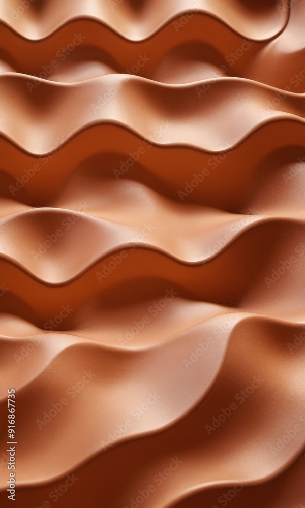 close-up view textured surface with repeating pattern wavy lines in warm, reddish-brown color. close-up view textured surface with repeating pattern wavy lines in warm, reddish-brown color.