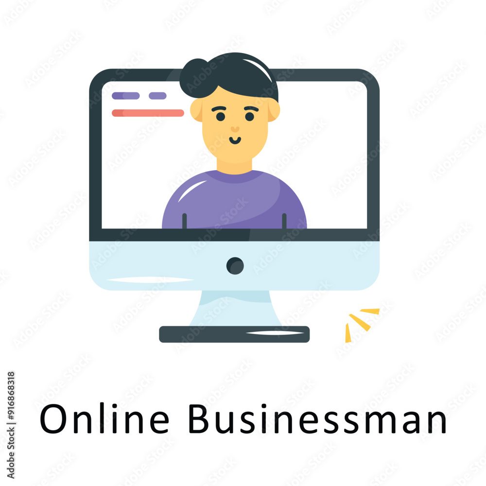 Online Businessman Vector Flat Icon Design illustration Symbol on White background EPS 10 File Online Businessman Vector Flat Icon Design illustration Symbol on White background EPS 10 File