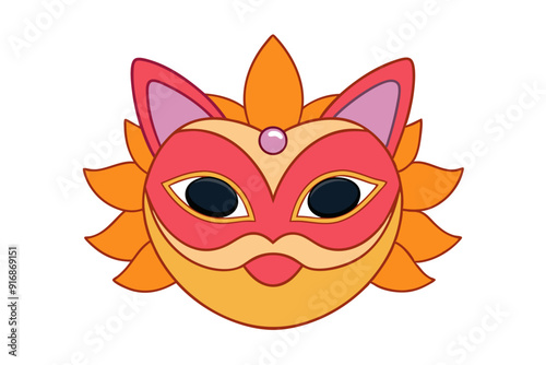 Festive Mask Vector Icon Clipart Illustration