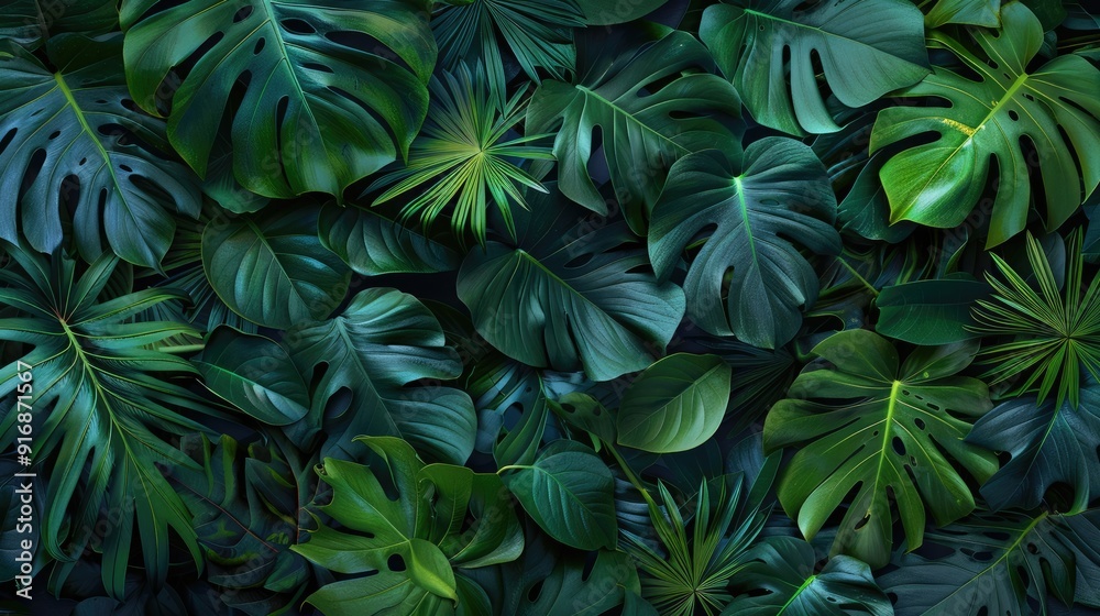 Abstract tropical green foliage texture background Abstract tropical green foliage texture background