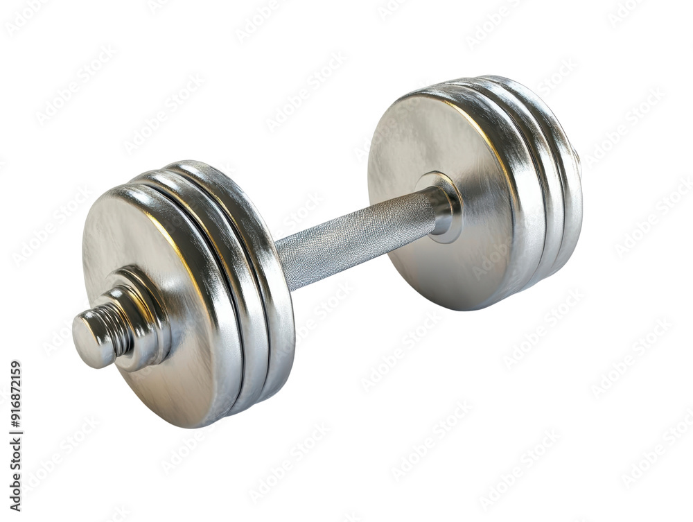 Naklejka premium A shiny silver dumbbell.