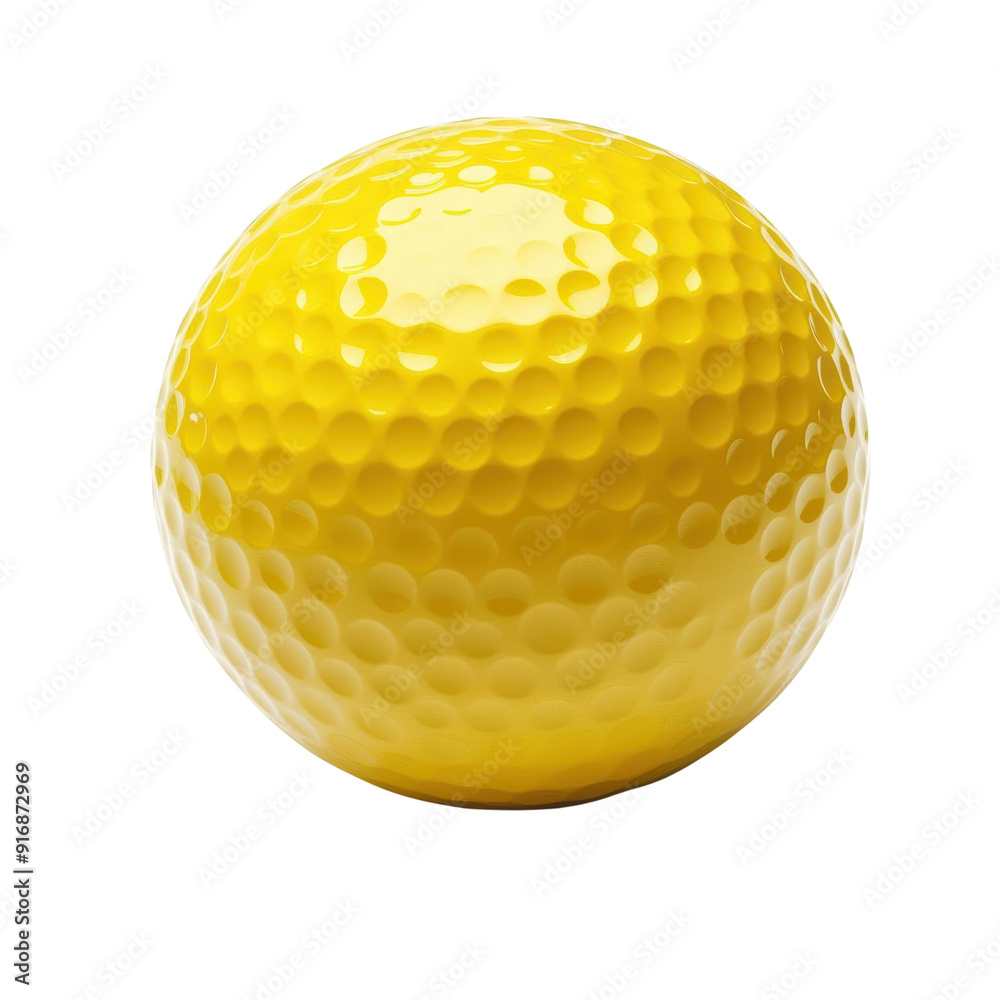 A vibrant yellow golf ball. A vibrant yellow golf ball.