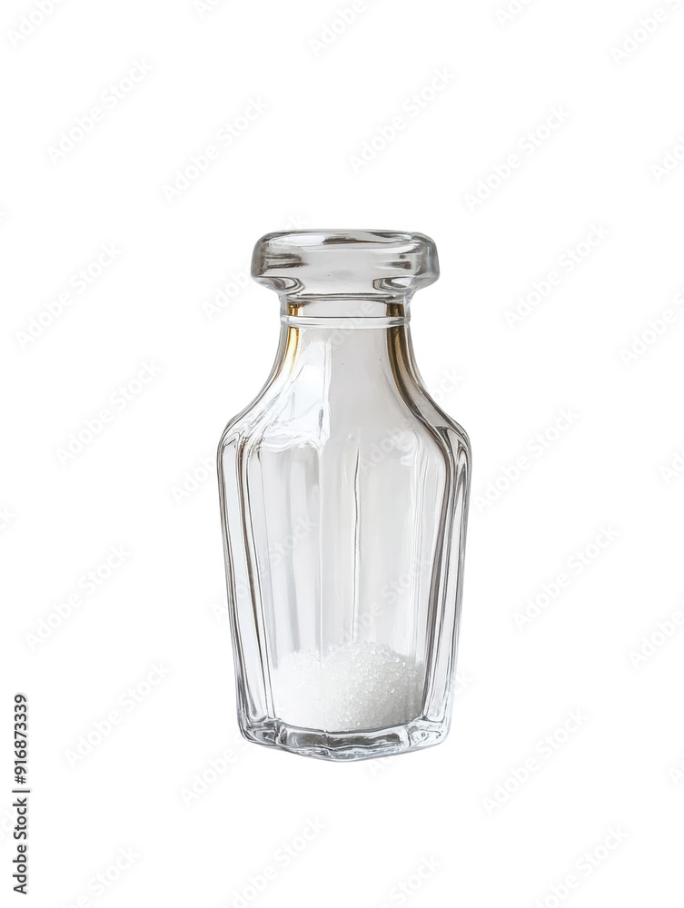 Clear glass bottle with sugar. Clear glass bottle with sugar.
