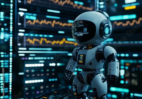 Crypto Trading Robot Analyzing Forex Graph