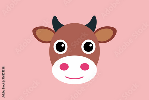 cow head vector art with white background