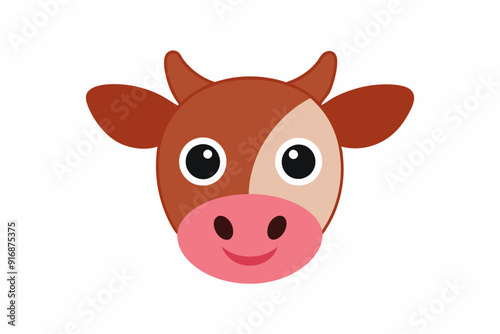 cow head vector art with white background