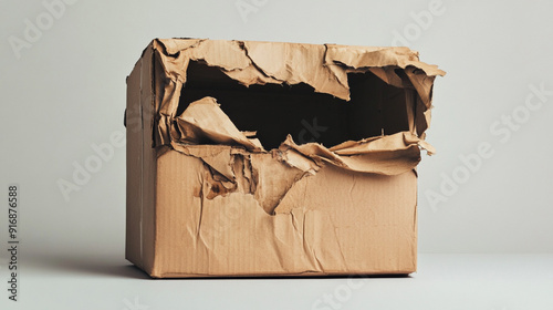 damaged brown box, broken packaging box, bad delivery