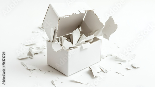 damaged white box, broken packaging box, bad delivery