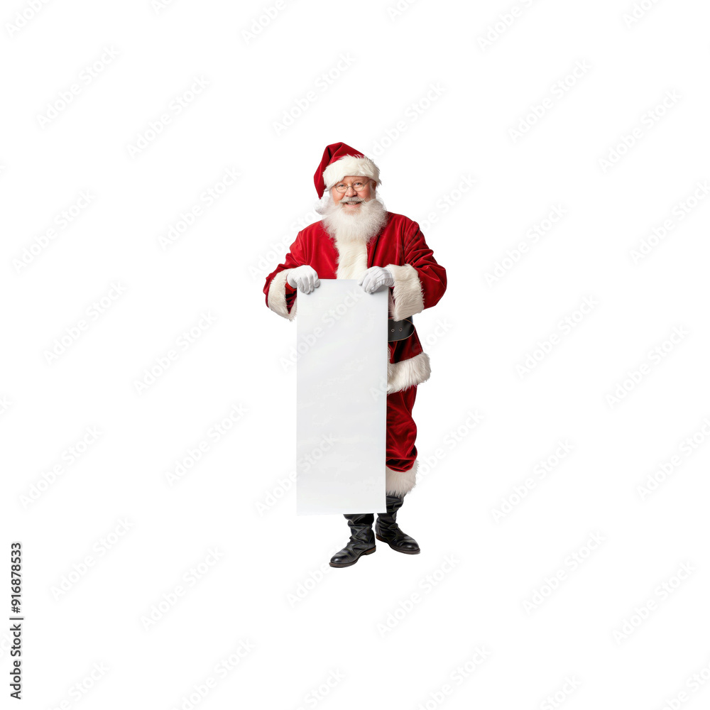 Santa Claus posing with a blank white paper in hand, waiting to be filled with a Christmas wish list. Santa Claus posing with a blank white paper in hand, waiting to be filled with a Christmas wish list.