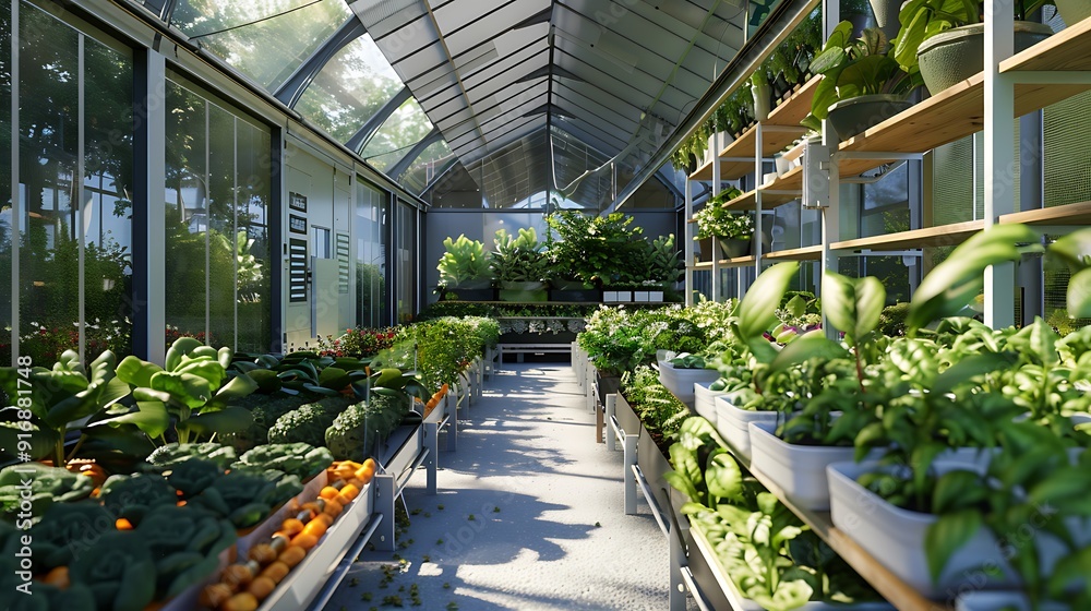 Modern Smart Greenhouse with Advanced Technology for Sustainable Urban Farming and Efficient Crop Growth