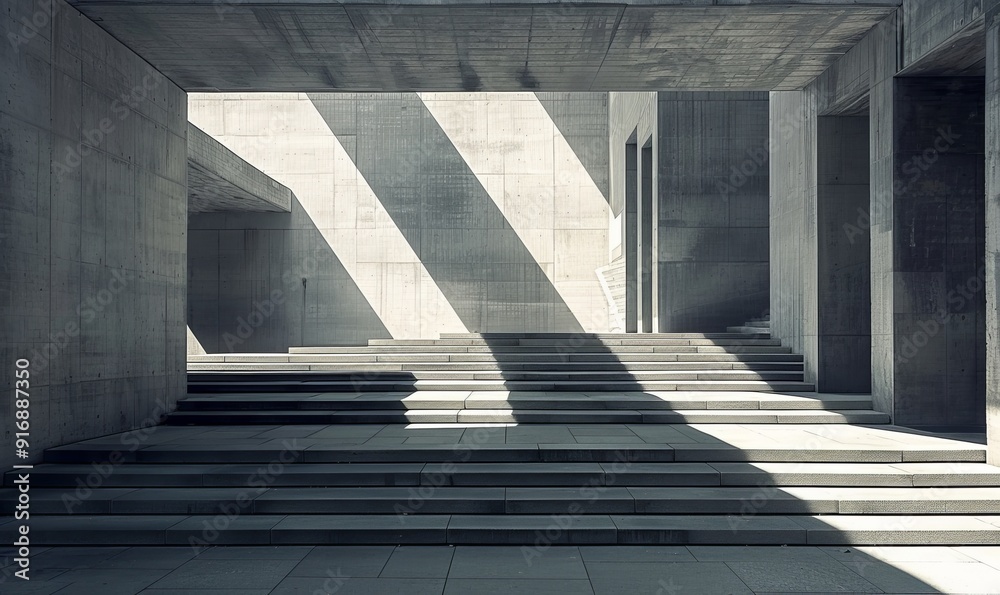 Fototapeta premium modern concrete architecture with light and shadow
