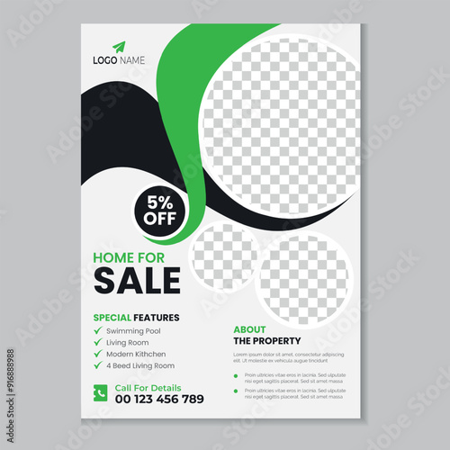 Real estate flyer template design and home sale banner layout design