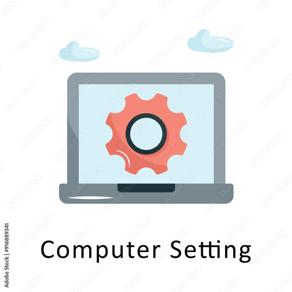 Computer Setting Vector Flat Icon Design illustration Symbol on White background EPS 10 File