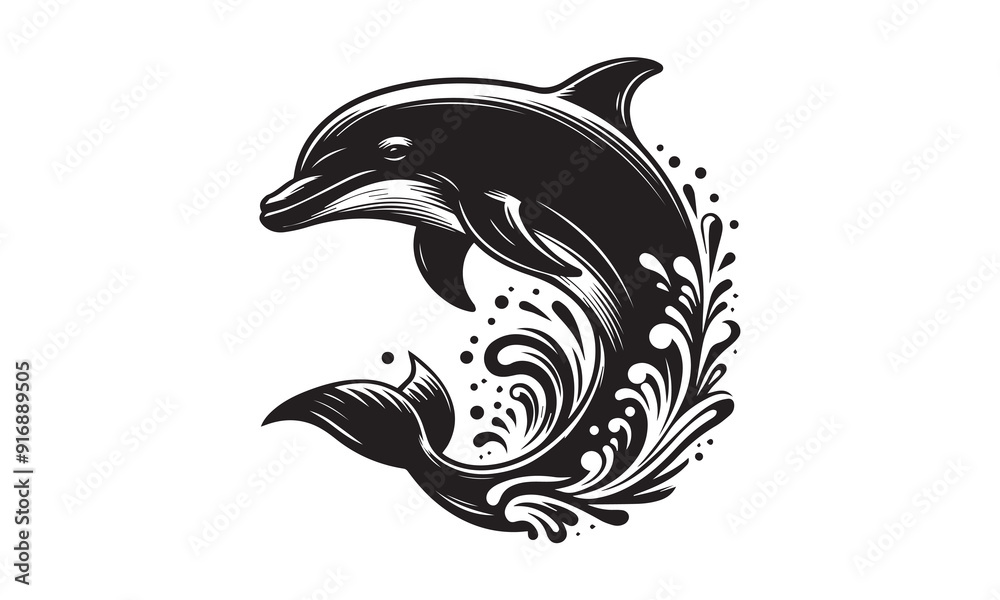 Naklejka premium Dolphin vector, Dolphin silhouette icon