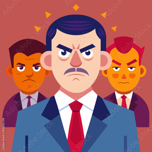 Angry boss. Annoyed politician. Angry man. Speaking politician Vector
