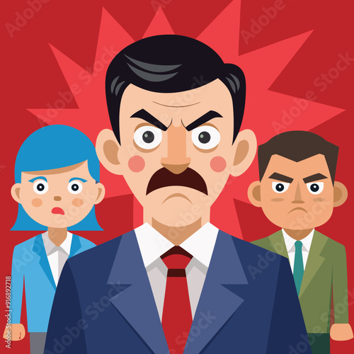 Angry boss. Annoyed politician. Angry man. Speaking politician Vector
