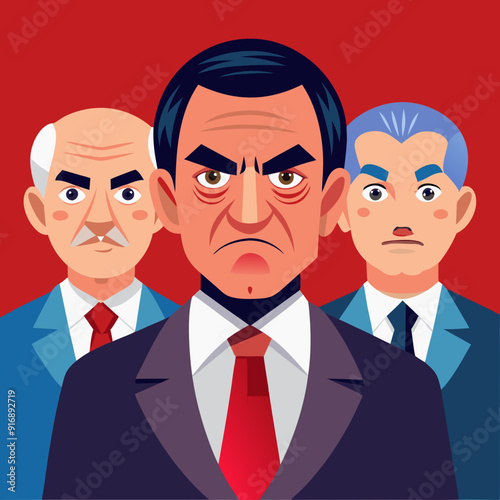 Angry boss. Annoyed politician. Angry man. Speaking politician Vector
