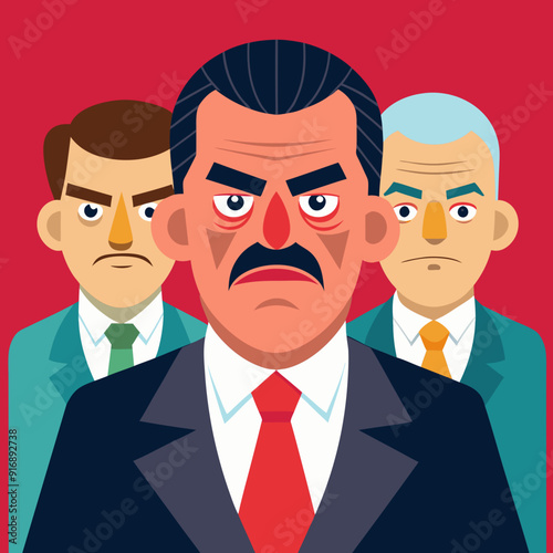 Angry boss. Annoyed politician. Angry man. Speaking politician Vector
