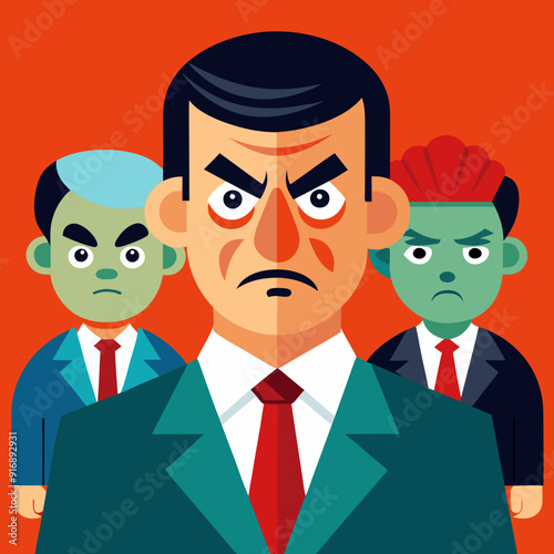 Angry boss. Annoyed politician. Angry man. Speaking politician Vector
