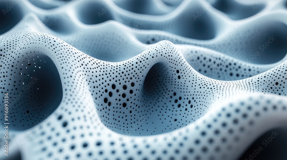 Abstract 3D Organic Surface with Wave Patterns in Blue and White Abstract 3D Organic Surface with Wave Patterns in Blue and White