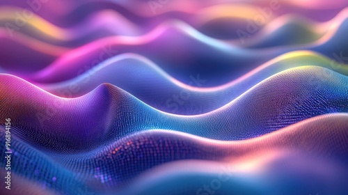 Abstract Colorful Wavy 3D Background with Gradient Light and Digital Texture