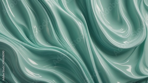 Fluid Translucent Waves in Mint Green and Aqua Abstract Organic Texture Pattern