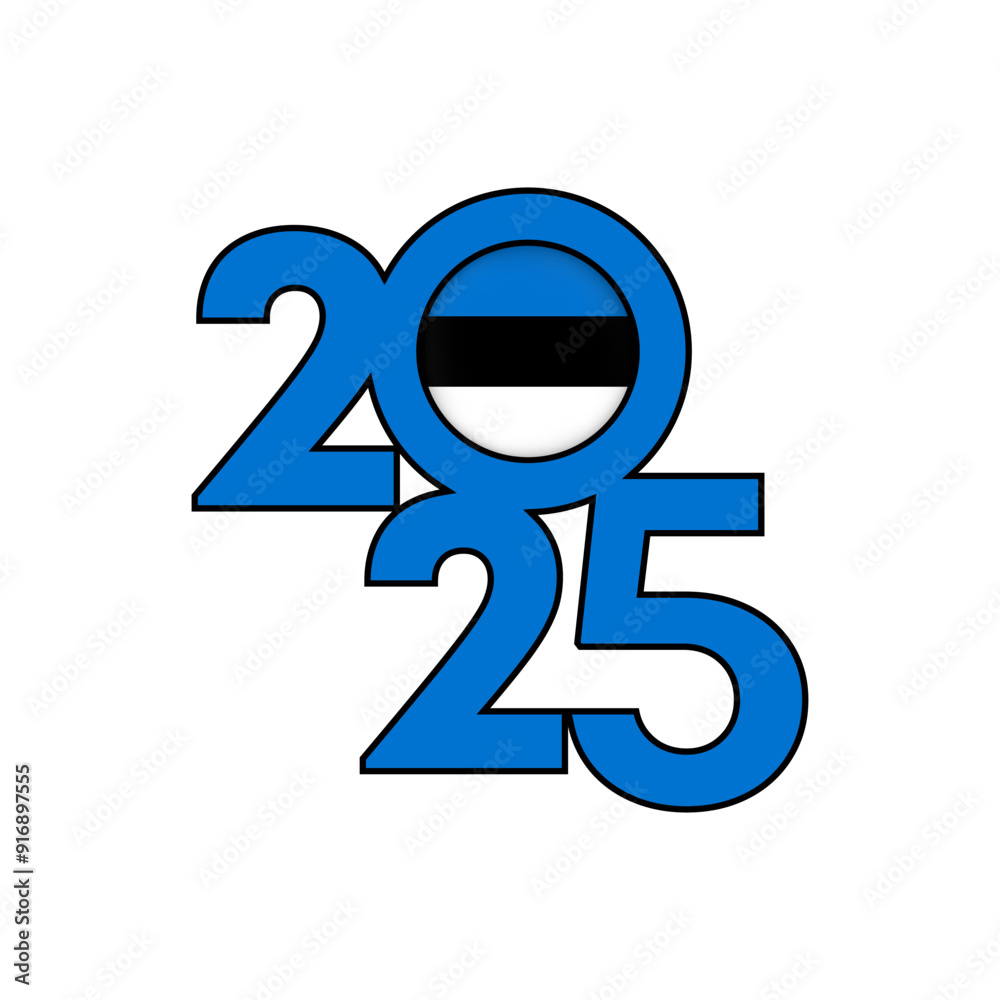 2025 banner with Estonia flag inside. Vector illustration. 2025 banner with Estonia flag inside. Vector illustration.
