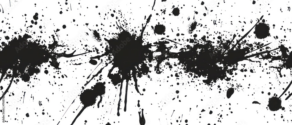 black paint splatter banner illustration on a white background
