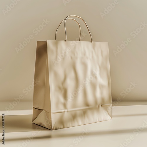 blank paper bag mock up isolated on a neutral background