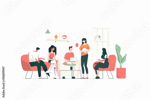 ui illustration of people chatting in simple graphics on a white background