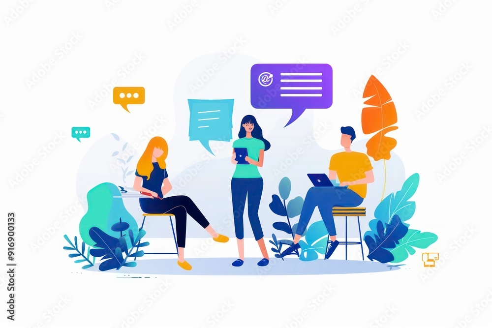ui illustration of people chatting in simple graphics on a white background ui illustration of people chatting in simple graphics on a white background
