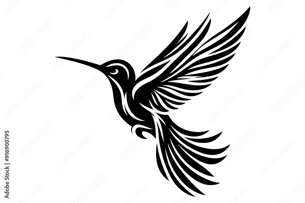 line art of a hummingbird silhouette vector art illustration isolated on transparent background - Generative AI line art of a hummingbird silhouette vector art illustration isolated on transparent background - Generative AI
