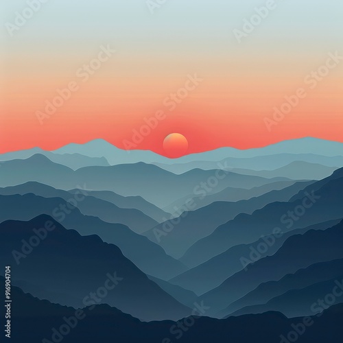 minimalist landscape illustration with simple graphics and muted colors