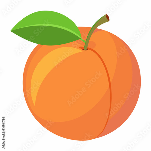 A Single, Ripe Peach with a Green Leaf