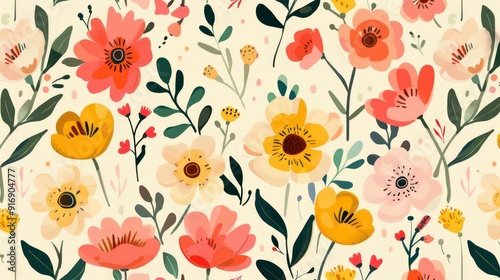 floral overflowing colorful illustration background