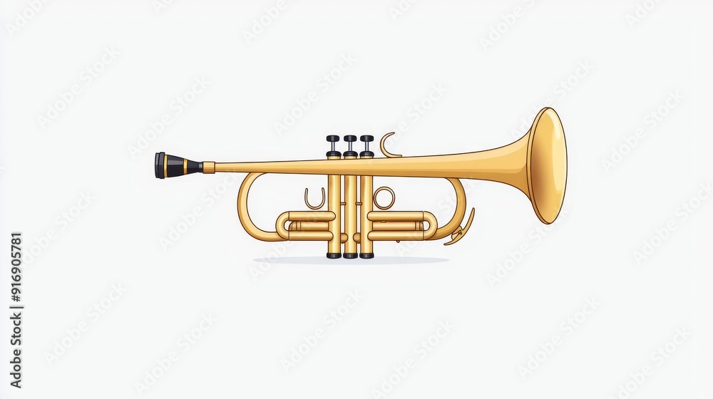 Obraz premium Brass instrument shining under direct sunlight, flat design illustration