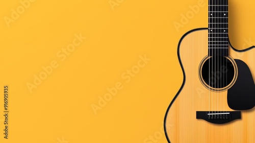 Closeup of guitar strings reflecting summer sun, flat design illustration