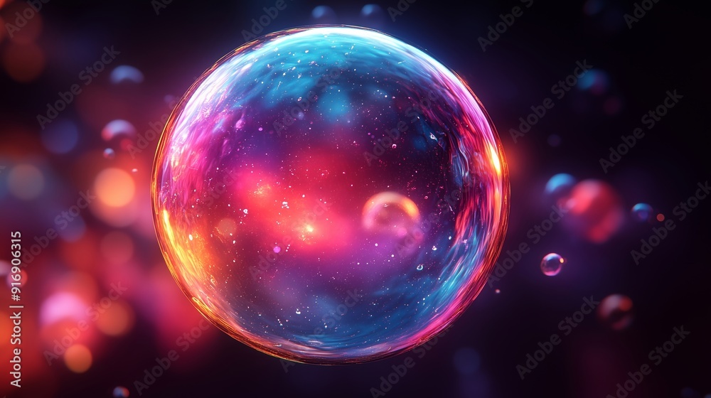 A Vibrant Bubble with Abstract Colors and Light Effects A Vibrant Bubble with Abstract Colors and Light Effects