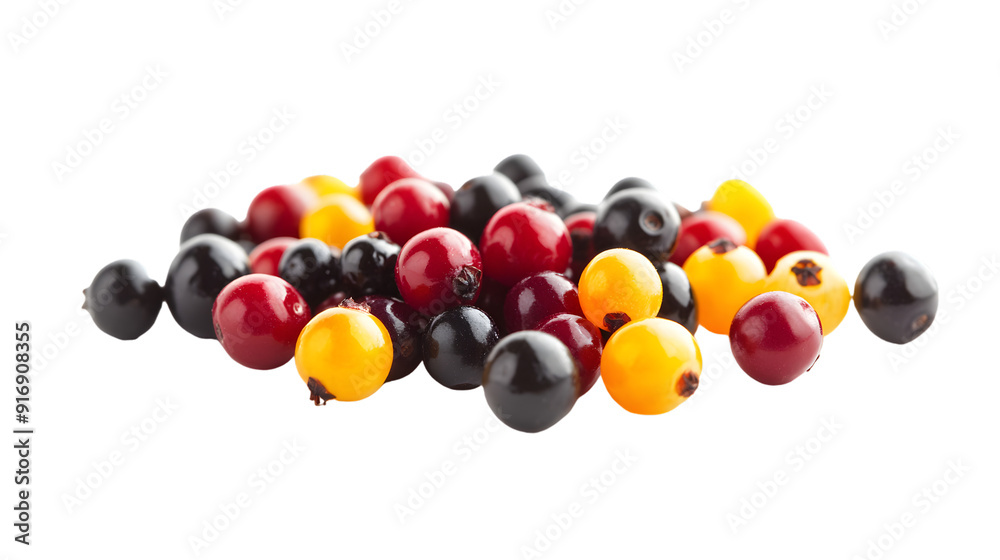 Wild berries mix isolated on a white background with full depth of field, vibrant colors Wild berries mix isolated on a white background with full depth of field, vibrant colors