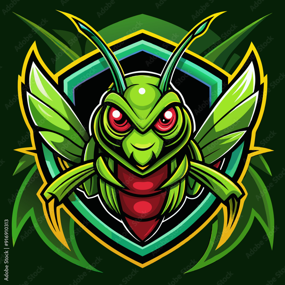 Grasshopper mantis mascot esport game logo illustration for sport game team Grasshopper mantis mascot esport game logo illustration for sport game team