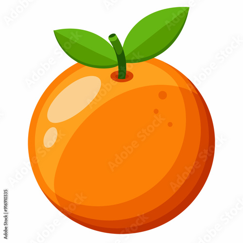 A Single Orange with Green Leaves