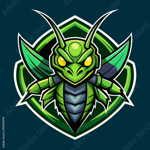 Grasshopper mantis mascot for sports and esports vector logo