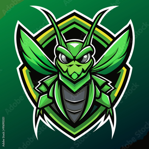 Grasshopper mantis mascot esport game logo illustration for sport game team