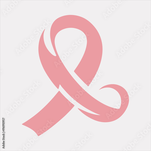 Pink cancer ribbon logo icon vector silhouette on a white background